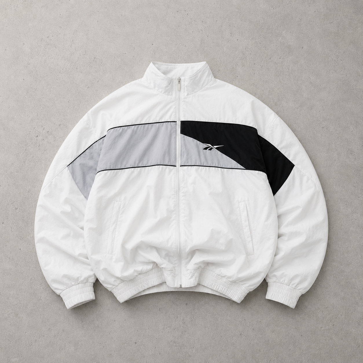 90s Reebok Windbreaker White / Black Limited Stitched Logo (XL)