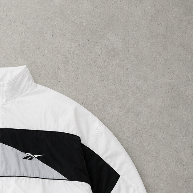 90s Reebok Windbreaker White / Black Limited Stitched Logo (XL)