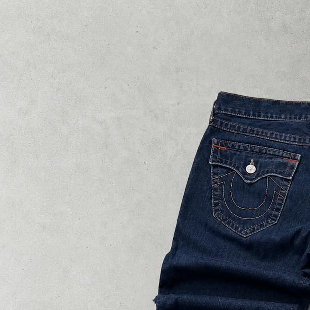 Y2K True Religion Jeans Marineblau, Blau Rare (W31 | DE 46)