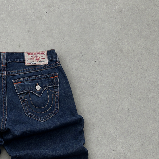 Y2K True Religion Jeans Marineblau, Blau Rare (W31 | DE 46)