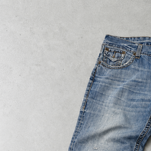 Y2K Vintage True Religion Straight Fit Jeans Blau, Weiß Rare (W38 | DE 54)