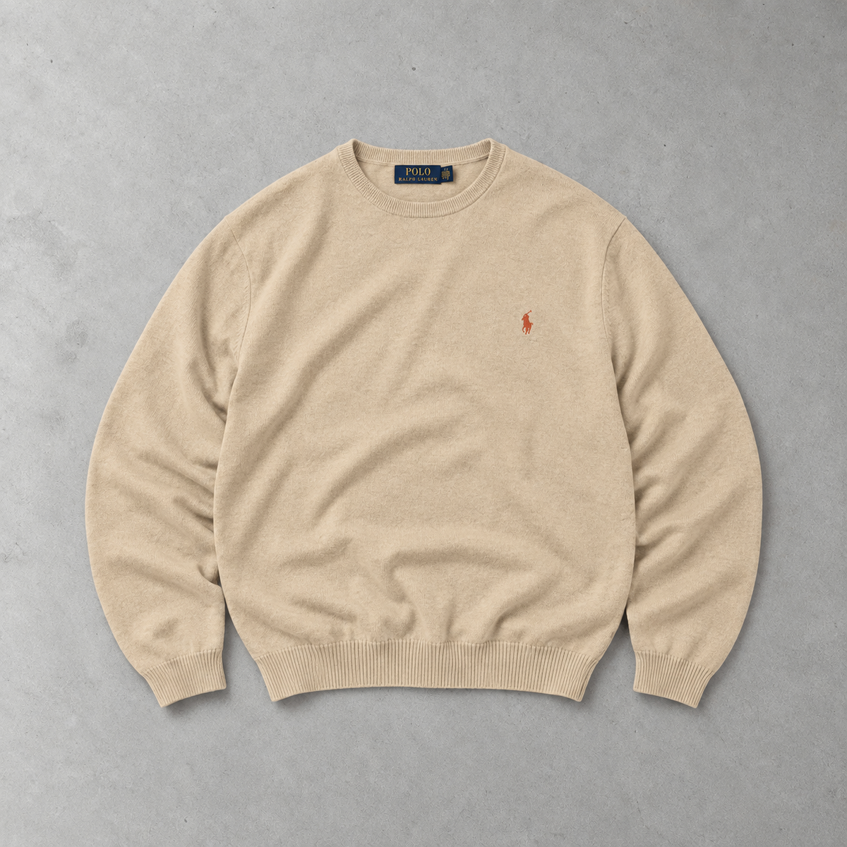 Ralph Lauren Sweater Beige Stitched Logo Limited (XL)