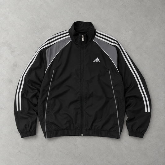 Y2K Adidas Windbreaker Schwarz / Grau Selten (M)