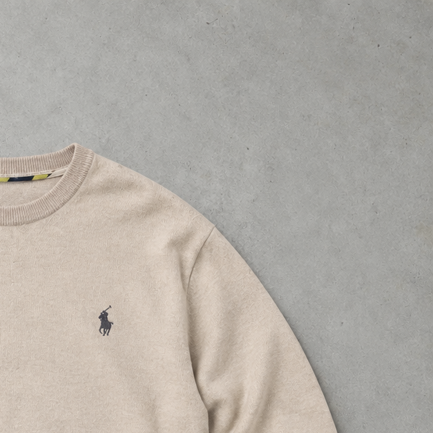 Ralph Lauren Sweater Beige Stitched Logo Rare (XL)