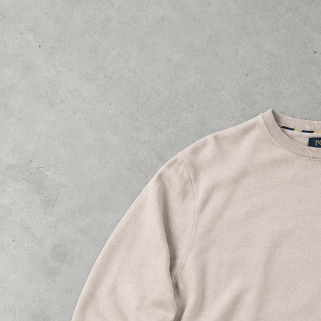 Ralph Lauren Sweater Beige Stitched Logo Rare (XL)