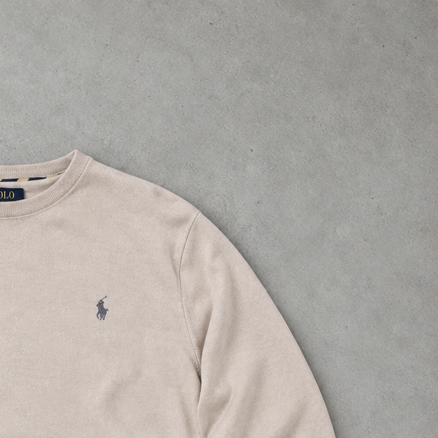 Ralph Lauren Sweater Beige Stitched Logo Rare (XL)
