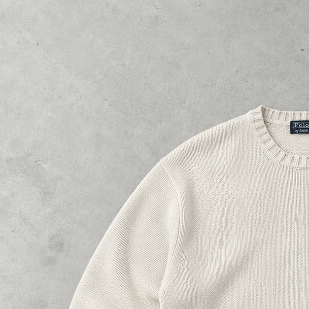Ralph Lauren Sweater Creme Stitched Logo Rare (XL)