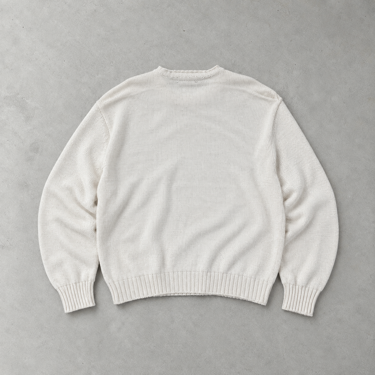 Ralph Lauren Sweater Creme Stitched Logo Rare (XL)