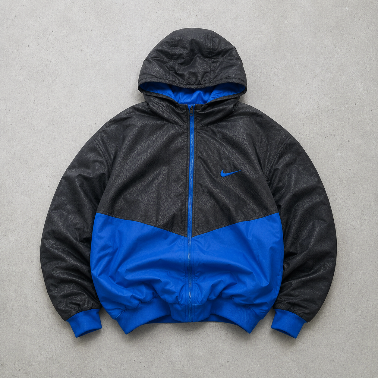 Y2K Nike Hoodie Blue Black Rare (L) Stitched Logo