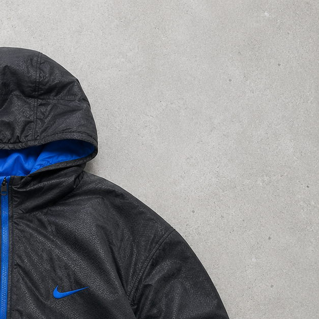 Y2K Nike Hoodie Blue Black Rare (L) Stitched Logo