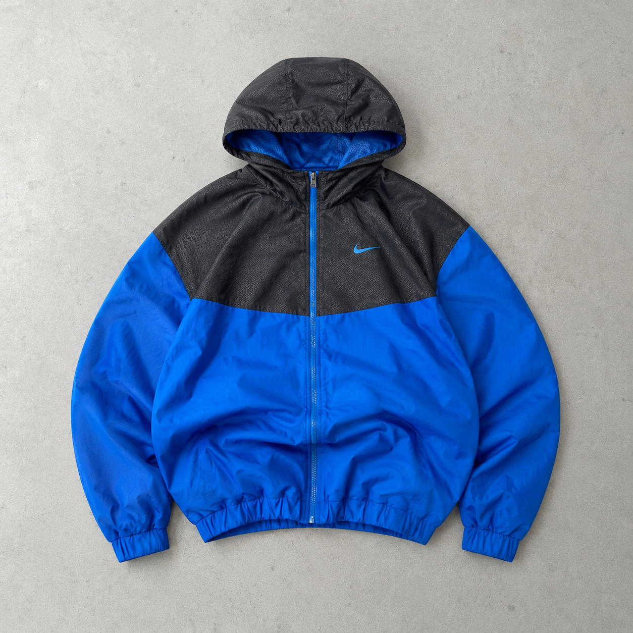Y2K Nike Hoodie Blue Black Rare (L) Stitched Logo