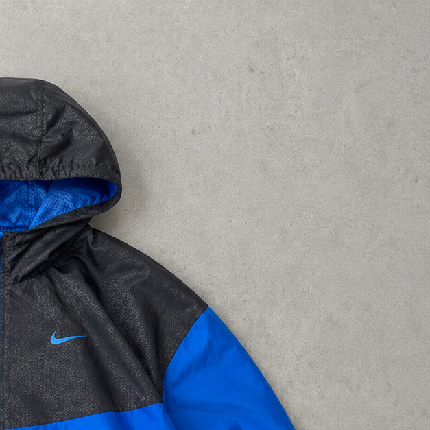 Y2K Nike Hoodie Blue Black Rare (L) Stitched Logo