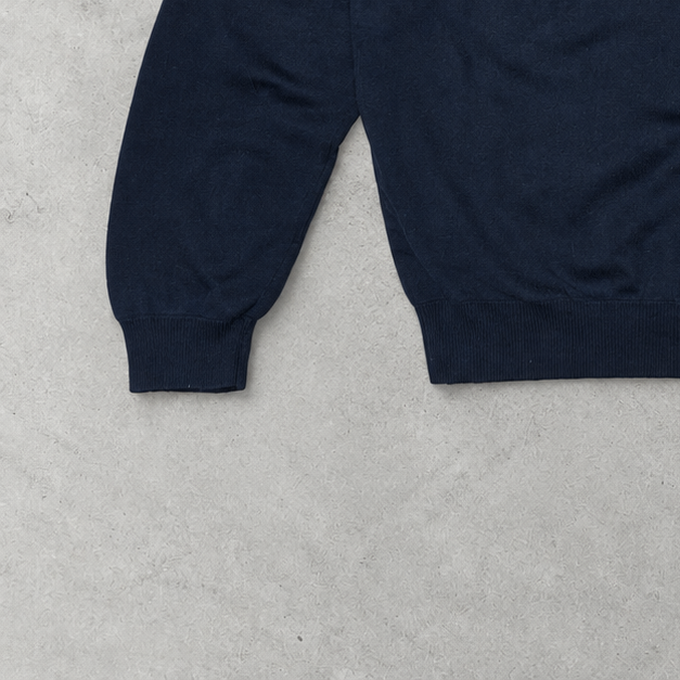 Y2K Polo Ralph Lauren Sweater Marineblau Rare (L) Stitched Logo