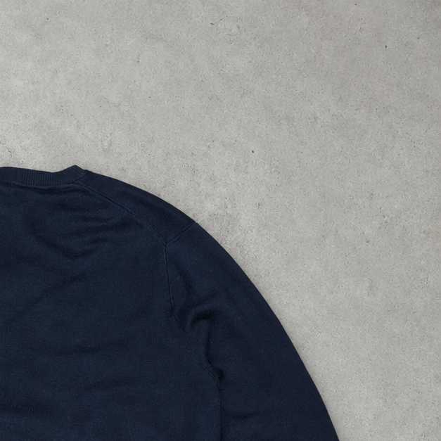 Y2K Polo Ralph Lauren Sweater Marineblau Rare (L) Stitched Logo
