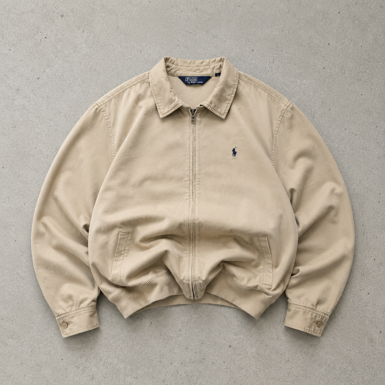Ralph Lauren Harrington Jacket Beige Rare Stitched Logo (S)