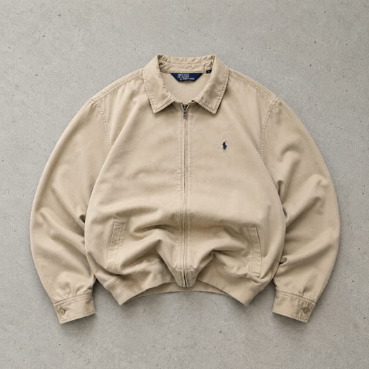 Ralph Lauren Harrington Jacket Beige Rare Stitched Logo (S)