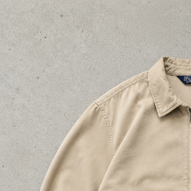 Ralph Lauren Harrington Jacket Beige Rare Stitched Logo (S)