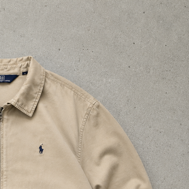 Ralph Lauren Harrington Jacket Beige Rare Stitched Logo (S)