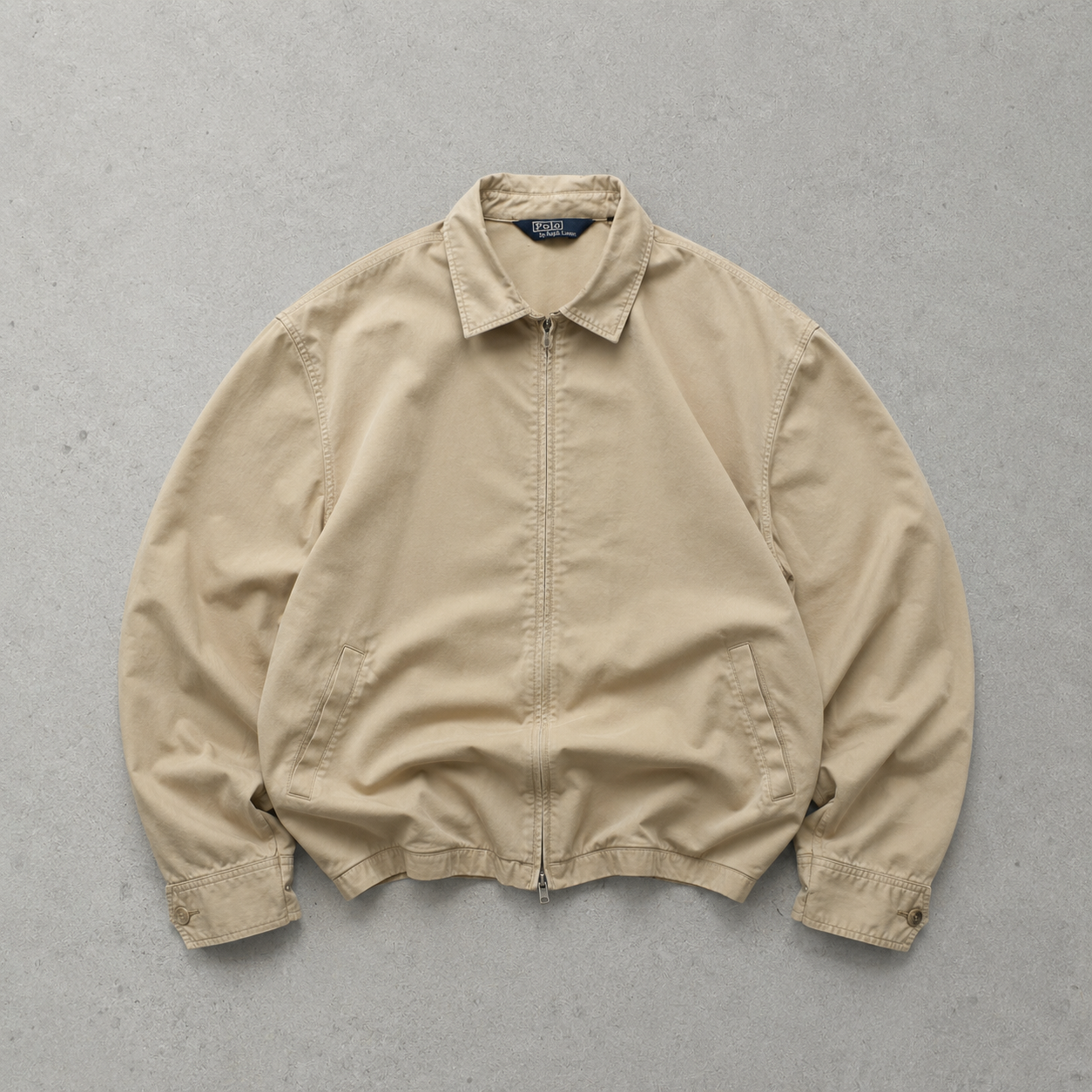 Ralph Lauren Harrington Jacket Beige Rare Stitched Logo (S)