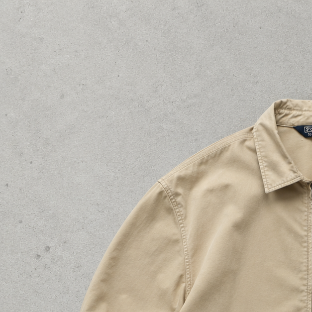 Ralph Lauren Harrington Jacket Beige Rare Stitched Logo (S)