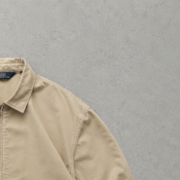 Ralph Lauren Harrington Jacket Beige Rare Stitched Logo (S)