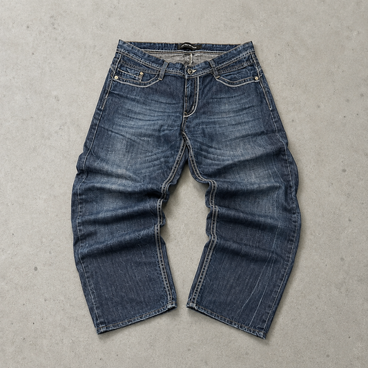 Y2K Vintage Armani Joey Baggy Jeans Grau, Marineblau Limited (W36 | DE 52)