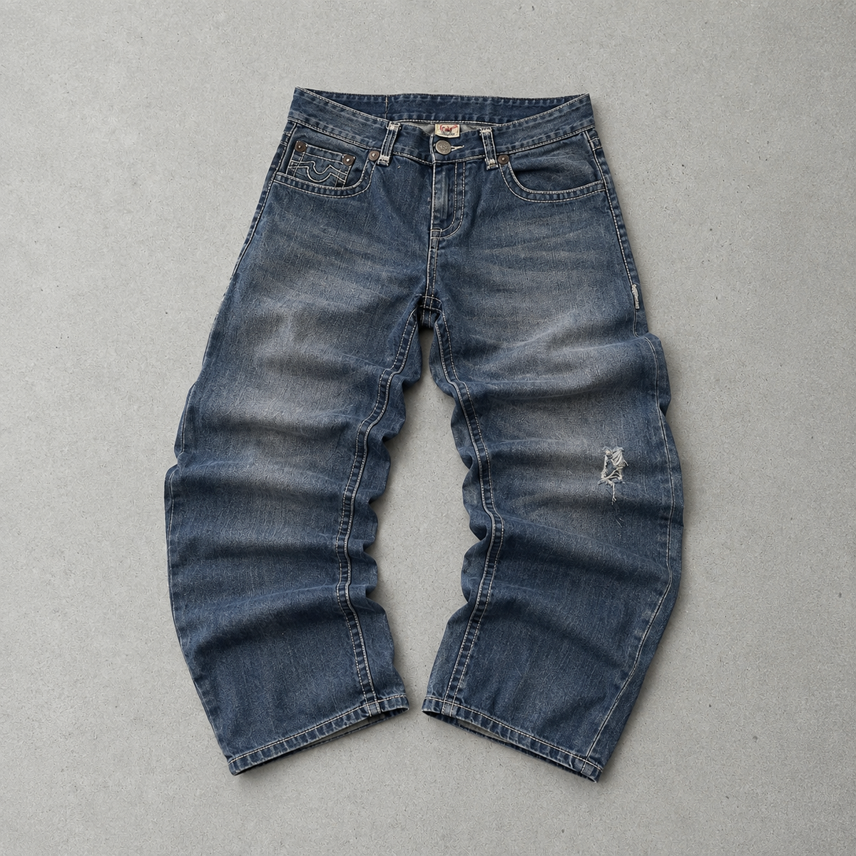 Y2K Vintage True Religion Billy Super T Straight Fit Jeans Blau, Marineblau Rare (W34 | DE 50) Stitched Logo