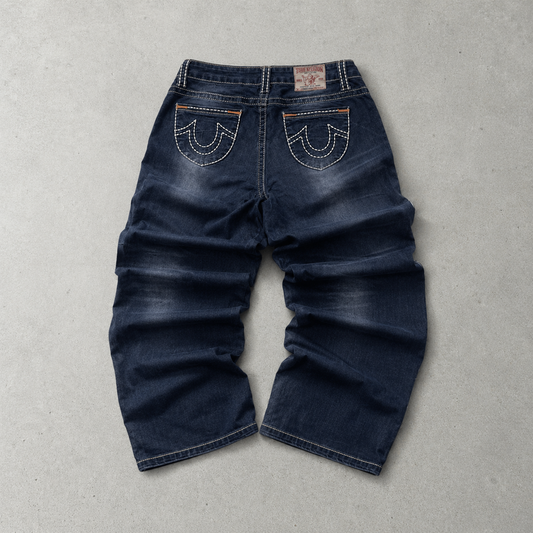 Y2K True Religion Jeans Marineblau, Blau Limited (W33 | DE 48)