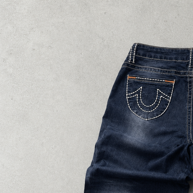 Y2K True Religion Jeans Marineblau, Blau Limited (W33 | DE 48)