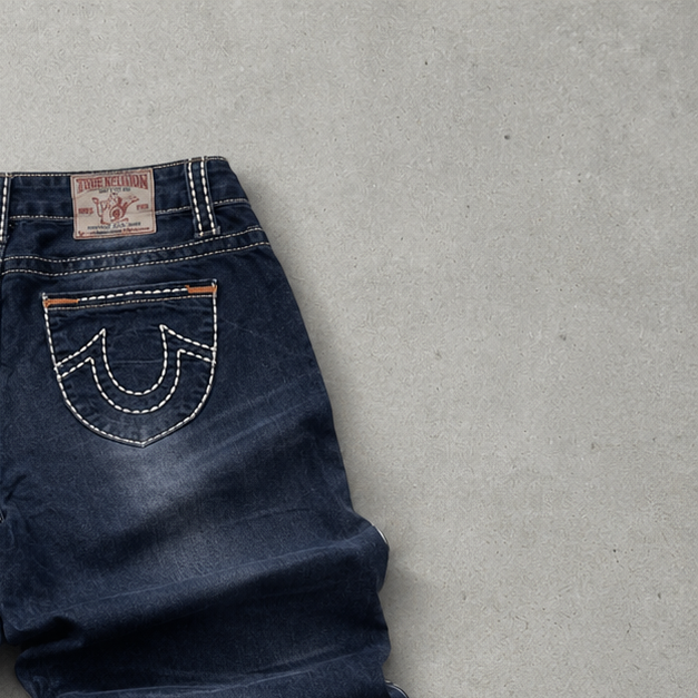 Y2K True Religion Jeans Marineblau, Blau Limited (W33 | DE 48)
