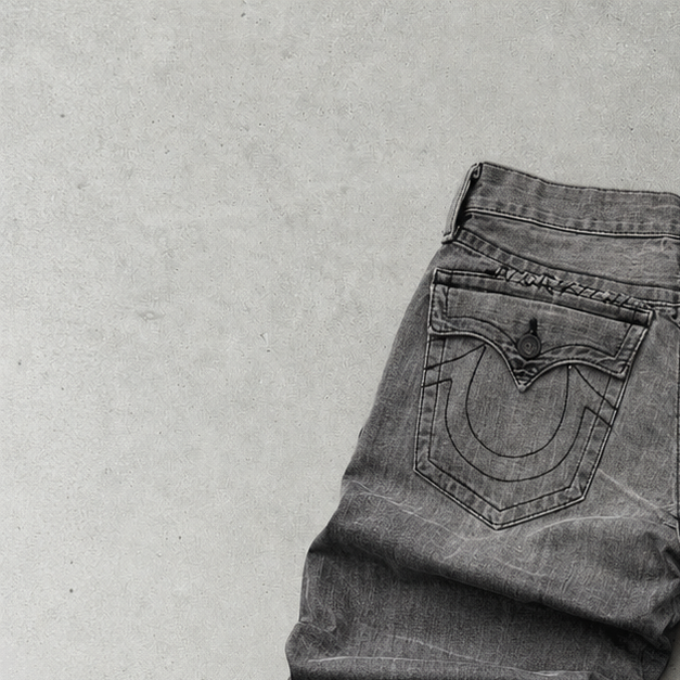 Y2K True Religion Jeans Grau, Schwarz Limited (W28 | DE 44)
