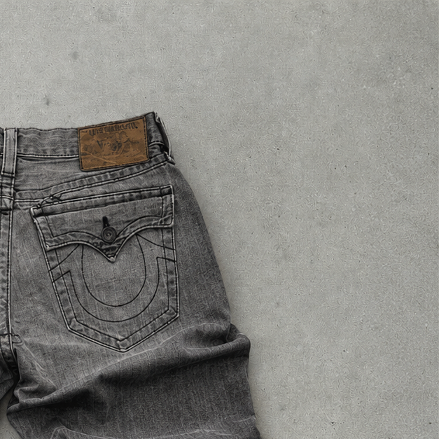 Y2K True Religion Jeans Grau, Schwarz Limited (W28 | DE 44)