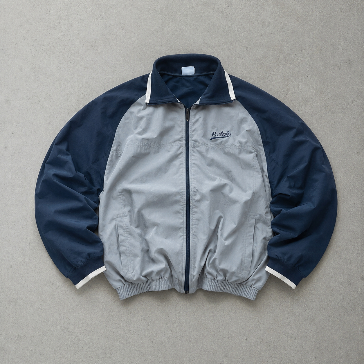 Y2K 2000 Reebok Windbreaker Navy / Grey Rare Stitched Logo (M)