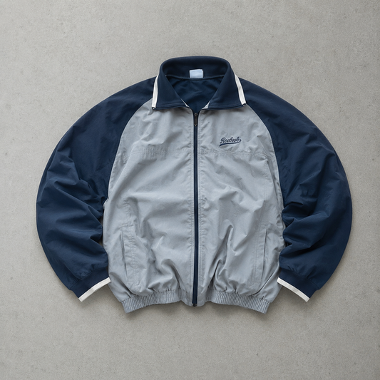 Y2K 2000 Reebok Windbreaker Navy / Grey Rare Stitched Logo (M)