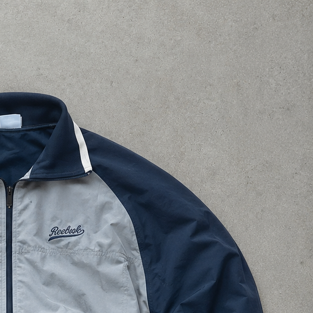 Y2K 2000 Reebok Windbreaker Navy / Grey Rare Stitched Logo (M)