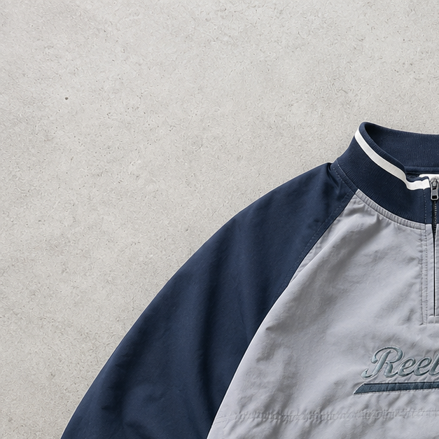 Y2K 2000 Reebok Windbreaker Navy / Grey Rare Stitched Logo (M)