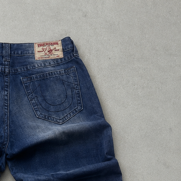 Y2K True Religion Jeans Marineblau, Blau Rare (W32 | DE 48)
