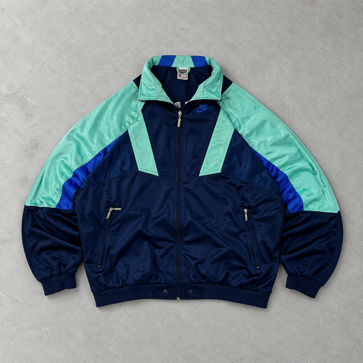 Y2K Nike Track Jacket Marineblau, Mintgrün Limited (XL)