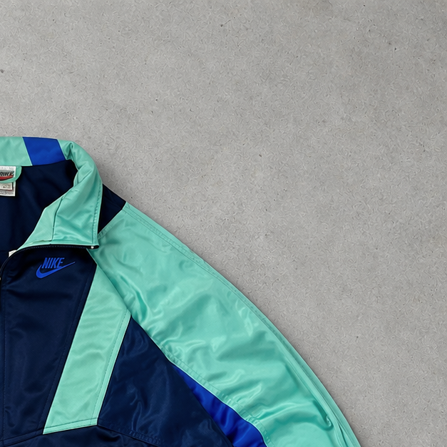Y2K Nike Track Jacket Marineblau, Mintgrün Limited (XL)