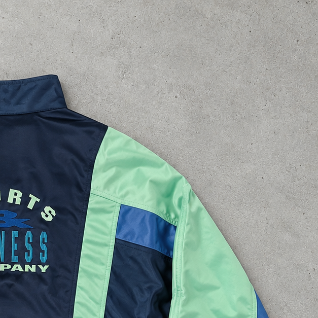 Y2K Nike Track Jacket Marineblau, Mintgrün Limited (XL)