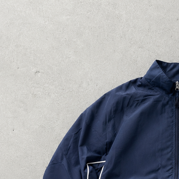 90s Y2K Champion Windbreaker Navy Rare Stitched Logo (S)