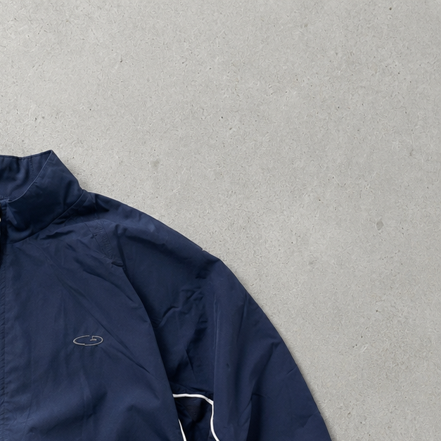 90s Y2K Champion Windbreaker Navy Rare Stitched Logo (S)