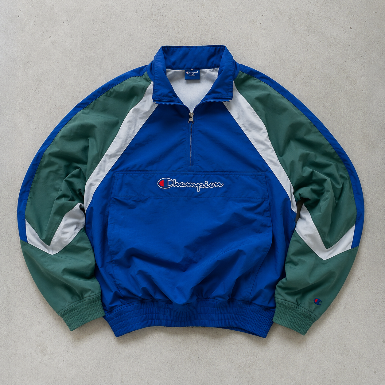 Y2K 2000 Champion Windbreaker Blue / Green Limited Stitched Logo (S)