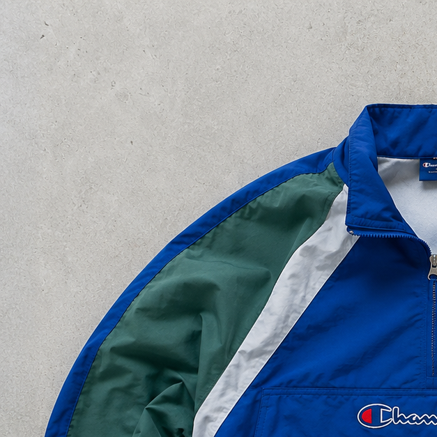 Y2K 2000 Champion Windbreaker Blue / Green Limited Stitched Logo (S)