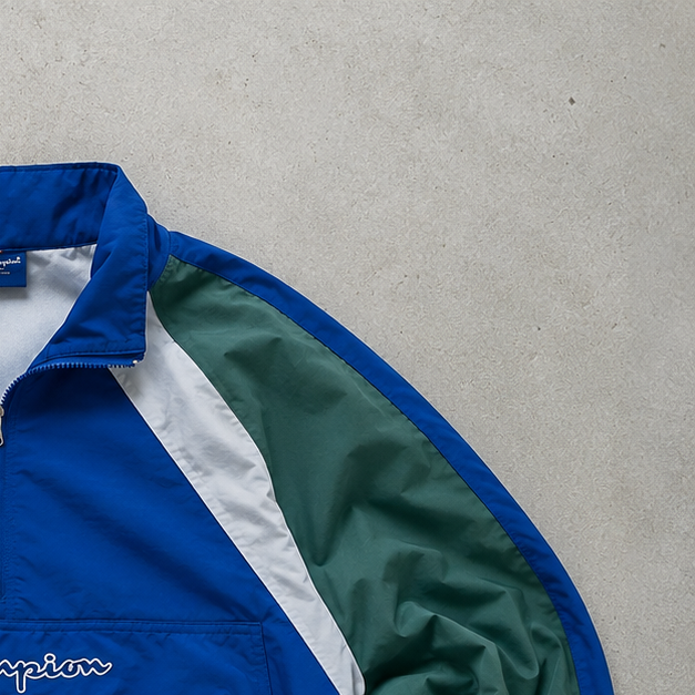 Y2K 2000 Champion Windbreaker Blue / Green Limited Stitched Logo (S)