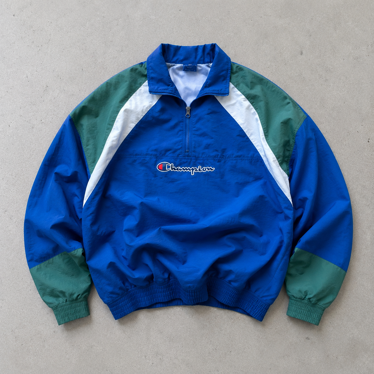 Y2K 2000 Champion Windbreaker Blue / Green Limited Stitched Logo (S)