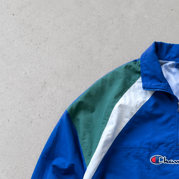 Y2K 2000 Champion Windbreaker Blue / Green Limited Stitched Logo (S)