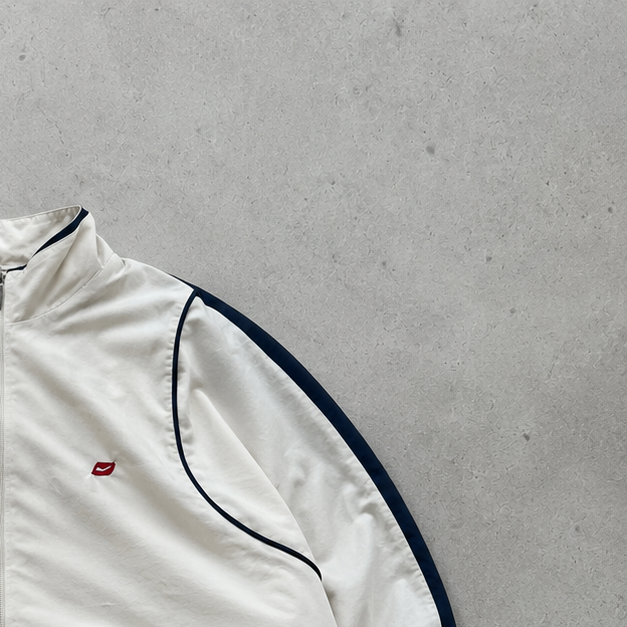 90s Y2K Vintage Nike Track Jacket Cream Rare (XL)
