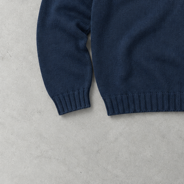 Ralph Lauren V-Neck Sweater Marineblau, Weiß Rare (XL) Stitched Logo