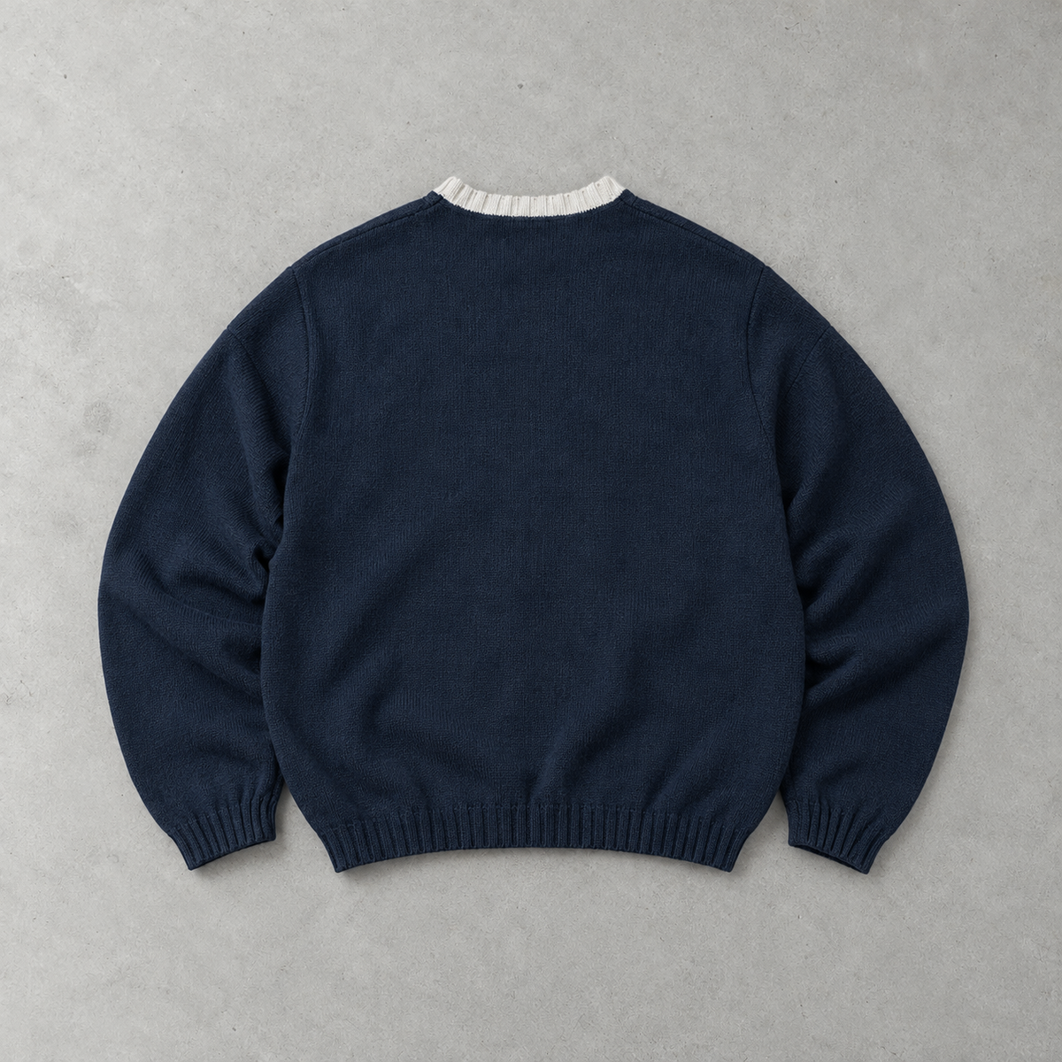 Ralph Lauren V-Neck Sweater Marineblau, Weiß Rare (XL) Stitched Logo